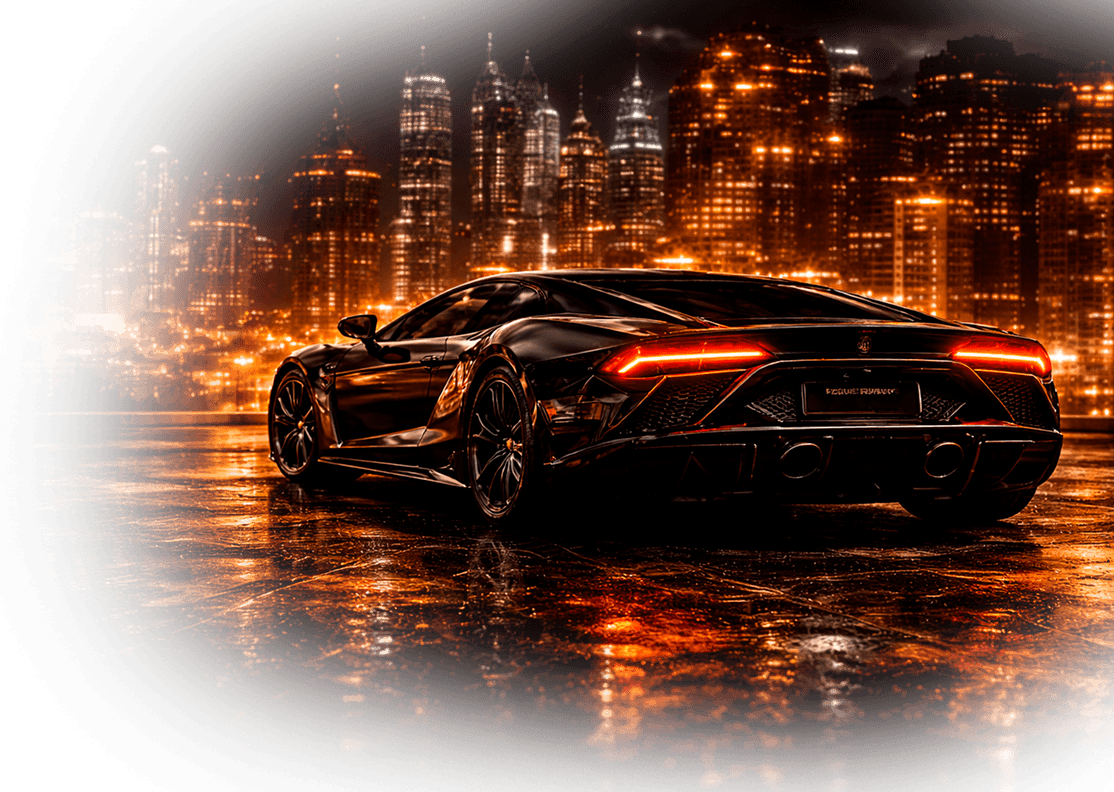 Orange-lit supercar in the city