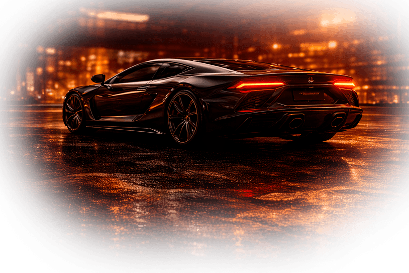 Performance coupe at night
